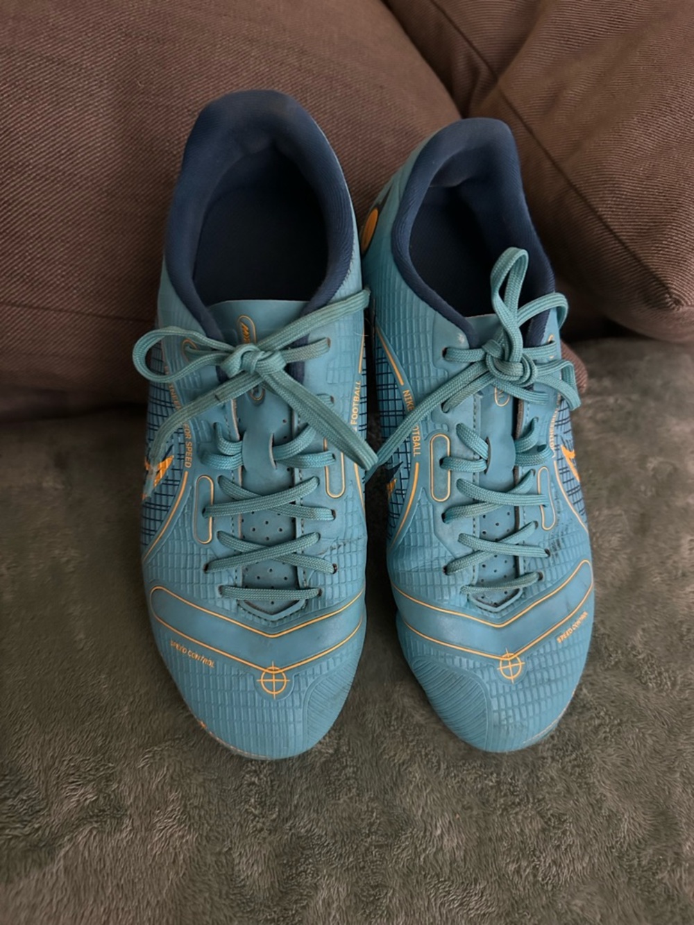 Nike Teal and Orange Kids Athletic soccer Shoes /unisex